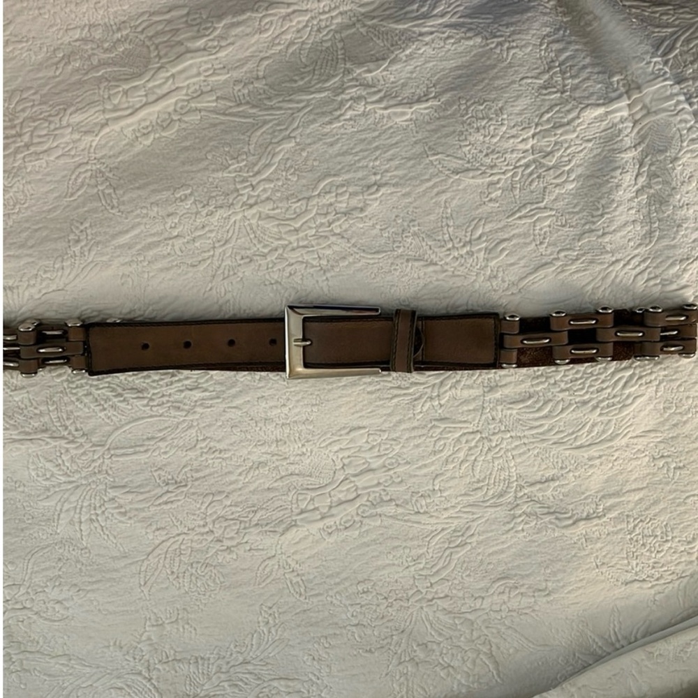 Women’s grey and silver Berge Italian belt